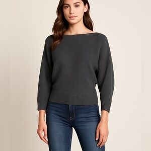Vince Camuto Grey Batwing Sweater | Dolman Sleeve Knit l sm